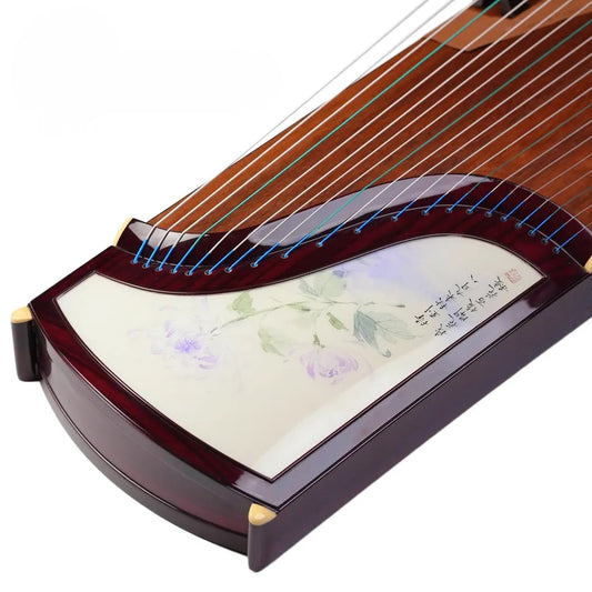 Dunhuang敦煌 698 Tranquil Grace Limited Edition Professional Guzheng with Selected Broadleaf Rosewood (Dalbergia latifolia), Silk Painting Artwork & Performance Grade