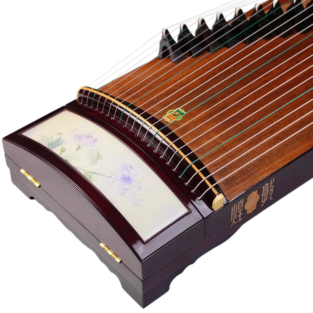 Dunhuang敦煌 698 Tranquil Grace Limited Edition Professional Guzheng with Selected Broadleaf Rosewood (Dalbergia latifolia), Silk Painting Artwork & Performance Grade