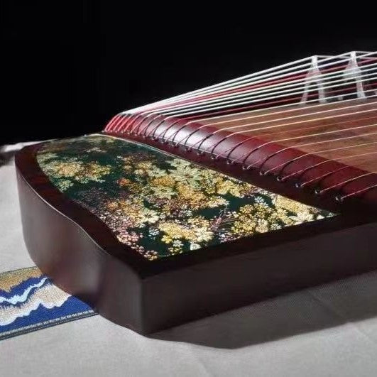 LongYin龙音 Cloud Brocade S-135 163cm/64.2in Performance Guzheng with Red Rosewood Body, Grade-A Lankao Paulownia Soundboard & Semi Hollow-Carved Construction