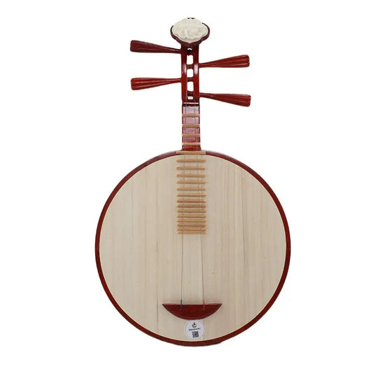 LANDTOM Beginner Rosewood Folk Yueqin with Paulownia Soundboard, Rounded Body, Peony Headstock Design, Traditional Chinese Moon Guitar for Students