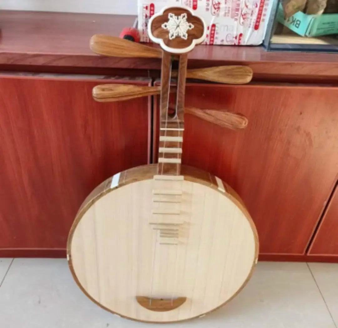 LANDTOM Handcrafted Professional African Rosewood Peking Opera Yueqin with Paulownia Soundboard, Rounded Body, Traditional Chinese Moon Guitar for Performance