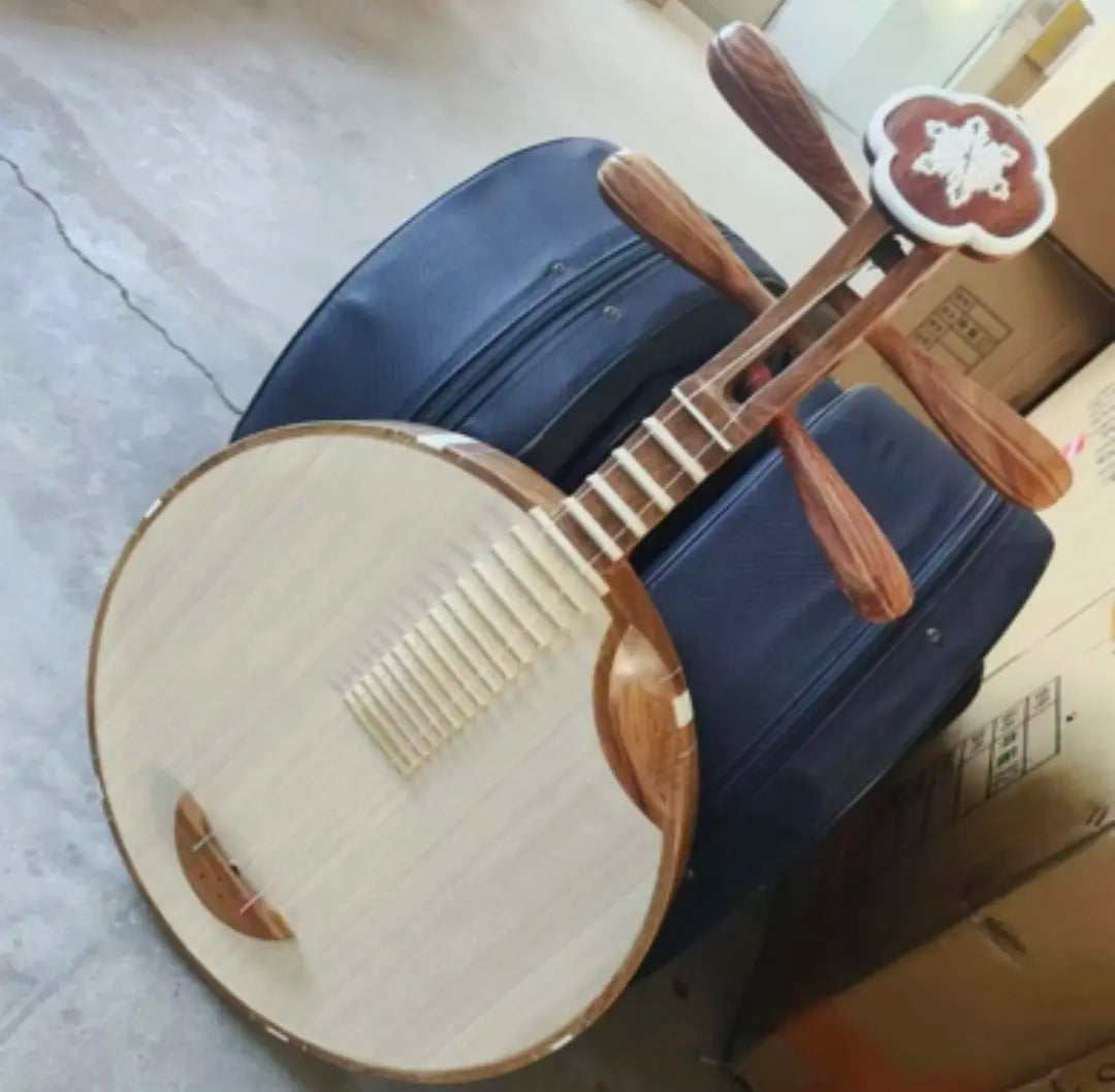 LANDTOM Handcrafted Professional African Rosewood Folk Yueqin with Paulownia Soundboard, Cutaway Body, Traditional Chinese Moon Guitar for Performance