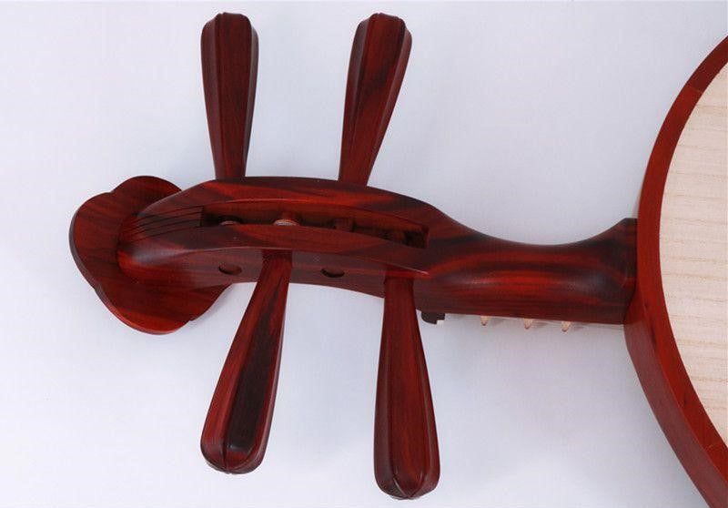 LANDTOM Handcrafted Professional Red Sandalwood Peking Opera Yueqin with Paulownia Soundboard, Cutaway Body, Traditional Chinese Moon Guitar for Performance