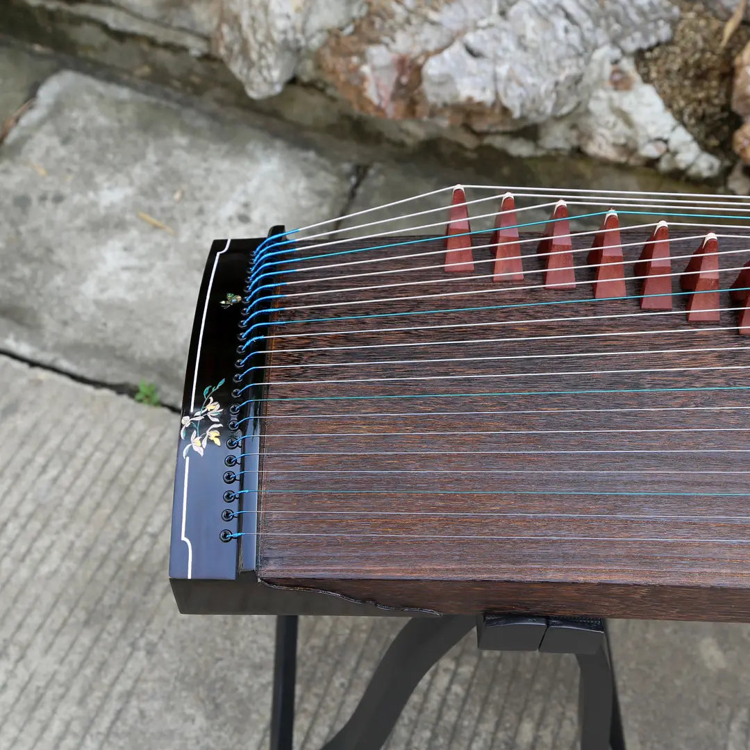 LANDTOM 100cm/39.4in "String Reverie" Portable Guzheng, Professional Mini Guzheng, Grade A Lankao Paulownia Soundboard, Ebony Trim, Mother-of-Pearl Inlay Small Guzheng