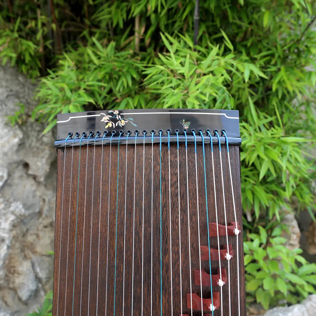 LANDTOM 100cm/39.4in "String Reverie" Portable Guzheng, Professional Mini Guzheng, Grade A Lankao Paulownia Soundboard, Ebony Trim, Mother-of-Pearl Inlay Small Guzheng