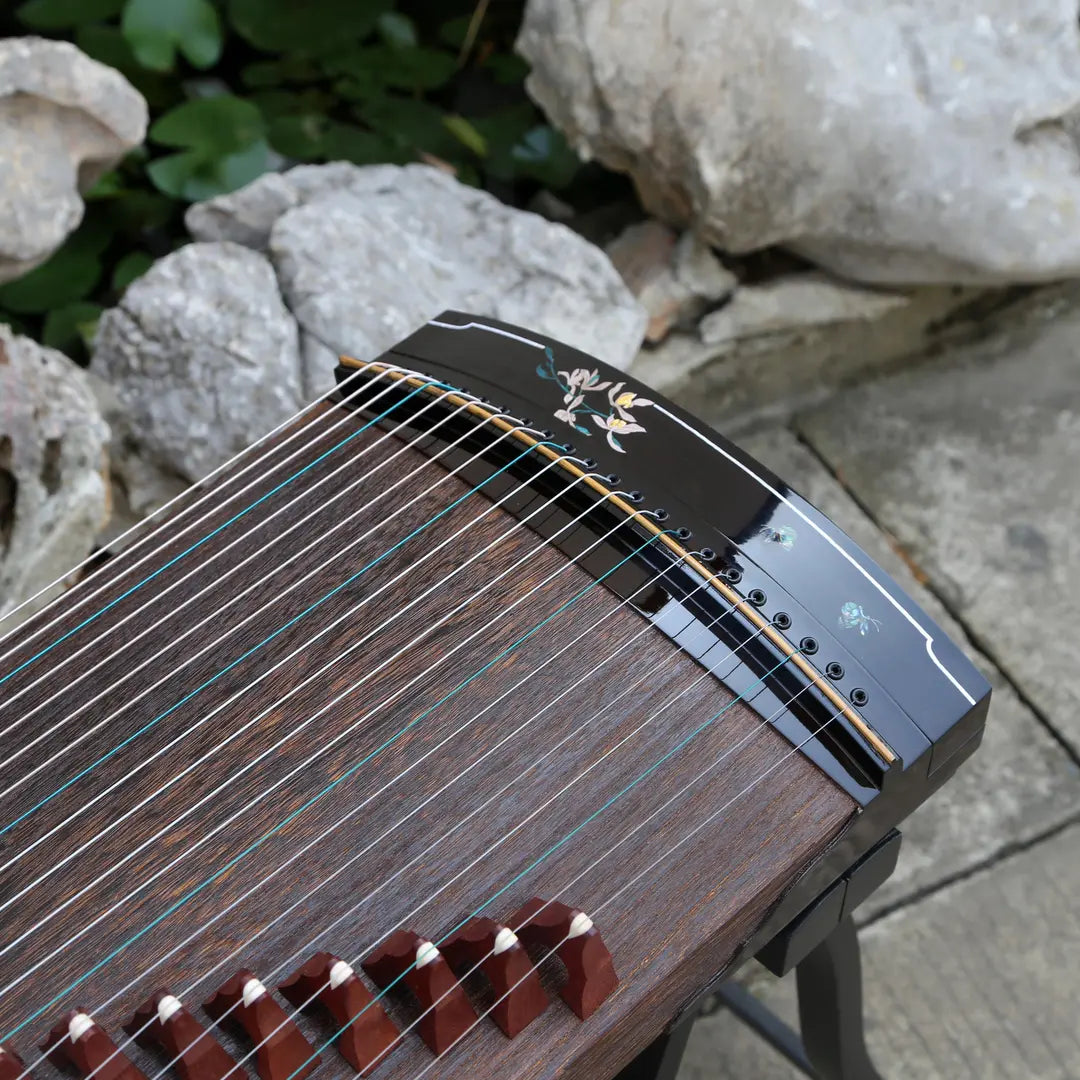 LANDTOM 100cm/39.4in "String Reverie" Portable Guzheng, Professional Mini Guzheng, Grade A Lankao Paulownia Soundboard, Ebony Trim, Mother-of-Pearl Inlay Small Guzheng