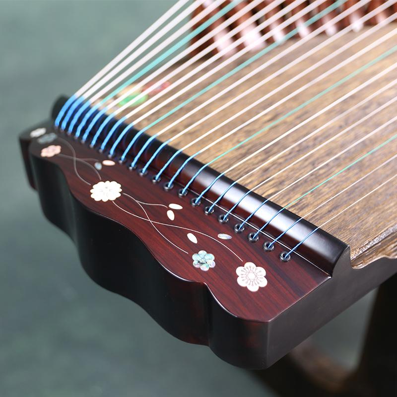 Xiansheng仙声 88cm/34.6in Portable Travel Guzheng 21-String Beginner Guzheng with Paulownia Soundboard, Red Sandalwood Side Panels, Mother-of-Pearl Inlay & Steel-Core Nylon Strings, Small Guzheng, Mini Guzheng