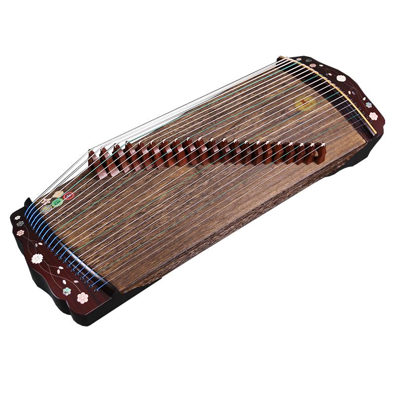 Xiansheng仙声 88cm/34.6in Portable Travel Guzheng 21-String Beginner Guzheng with Paulownia Soundboard, Red Sandalwood Side Panels, Mother-of-Pearl Inlay & Steel-Core Nylon Strings, Small Guzheng, Mini Guzheng
