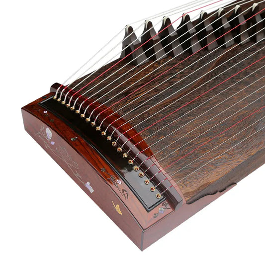 LANDTOM 100cm/39.4in "Magnolia Whisper" Portable Guzheng, Professional One-Piece Carved Mini Guzheng 整挖筝, Grade A Lankao Paulownia Soundboard, Rosewood Trim, Mother-of-Pearl Inlay Small Guzheng