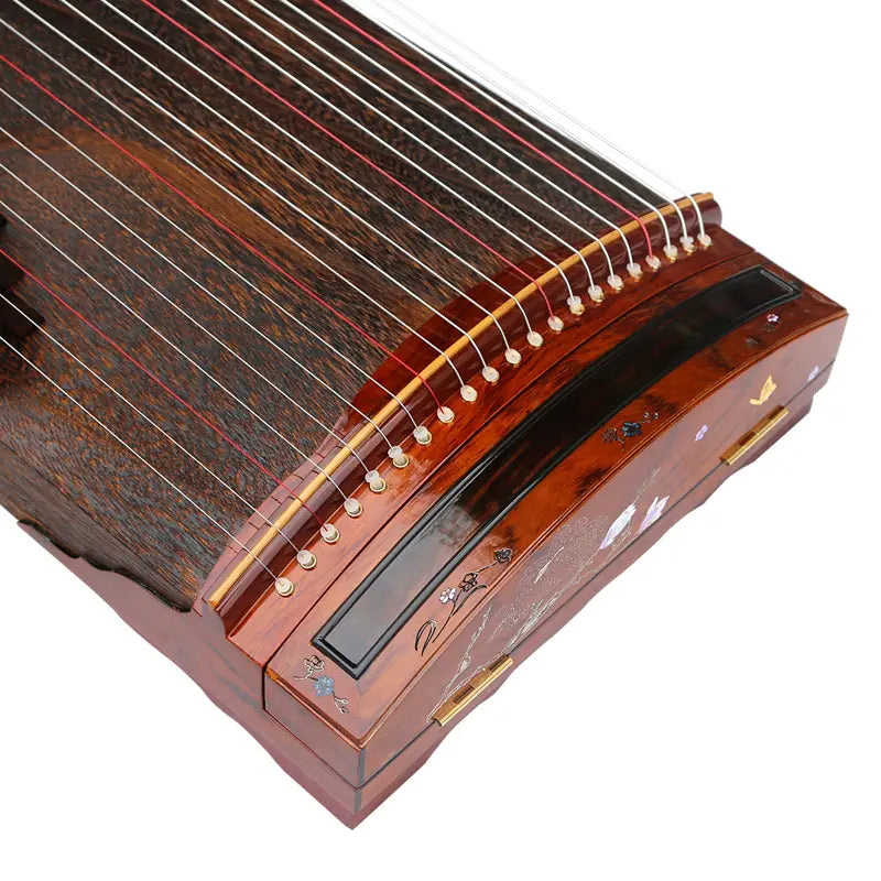 LANDTOM 100cm/39.4in "Magnolia Whisper" Portable Guzheng, Professional One-Piece Carved Mini Guzheng 整挖筝, Grade A Lankao Paulownia Soundboard, Rosewood Trim, Mother-of-Pearl Inlay Small Guzheng