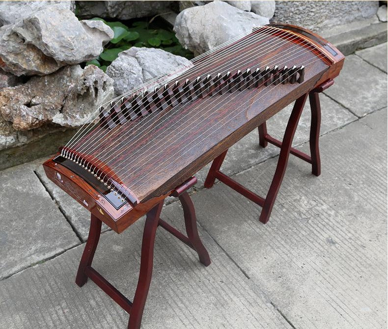 LANDTOM 100cm/39.4in "Magnolia Whisper" Portable Guzheng, Professional One-Piece Carved Mini Guzheng 整挖筝, Grade A Lankao Paulownia Soundboard, Rosewood Trim, Mother-of-Pearl Inlay Small Guzheng