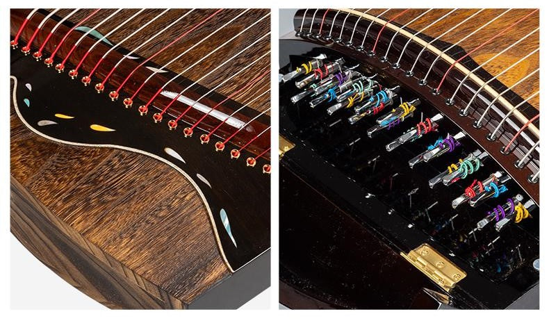 LANDTOM 130cm/51.2in "Kindred Strings" Portable Guzheng, Professional One-Piece Carved Mini Guzheng 整挖筝, Grade A Lankao Paulownia Soundboard, Ebony Trim Small Guzheng