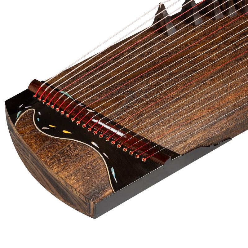 LANDTOM 130cm/51.2in "Kindred Strings" Portable Guzheng, Professional One-Piece Carved Mini Guzheng 整挖筝, Grade A Lankao Paulownia Soundboard, Ebony Trim Small Guzheng
