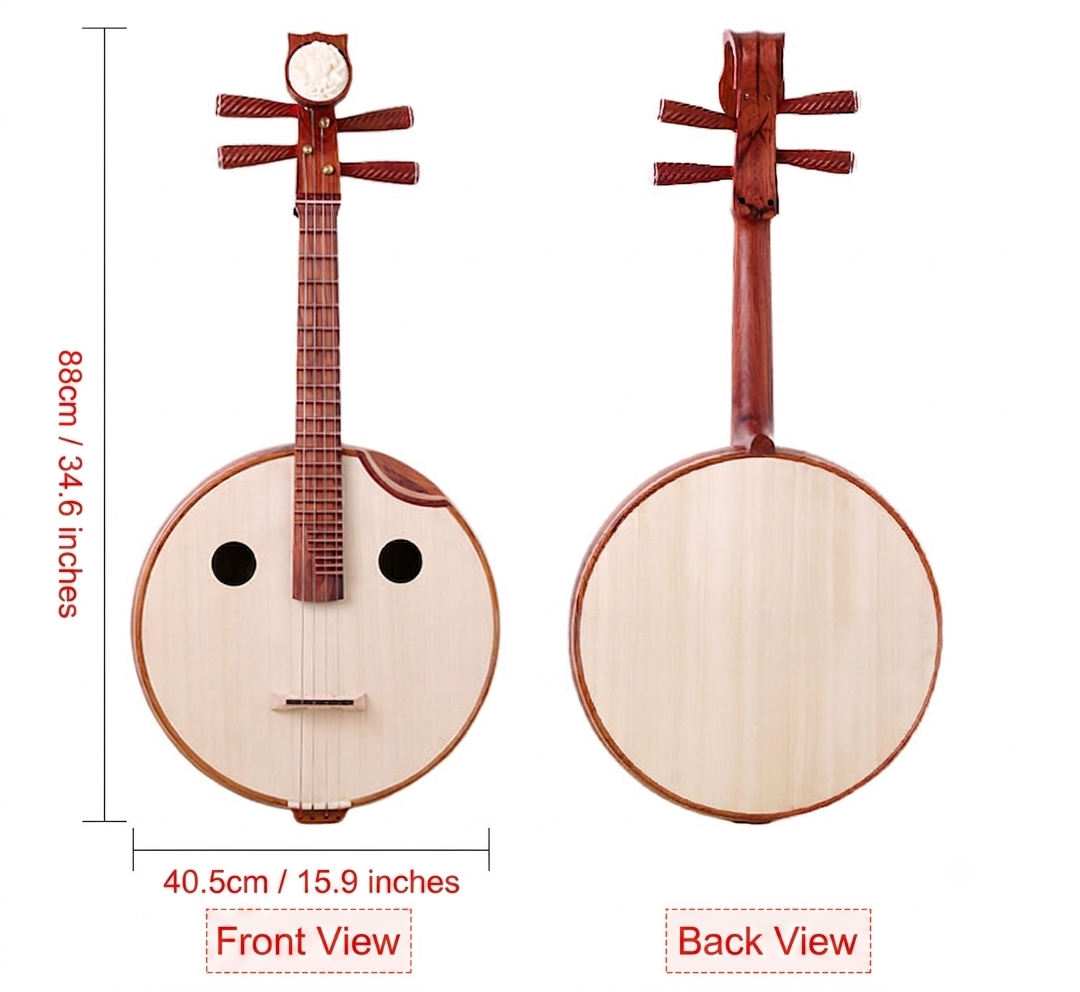 LANDTOM Selected Burmese Rosewood (Dalbergia oliveri) Zhongruan Professional Performance Grade with Paulownia Soundboard, Cutaway Body, Peony Headstock