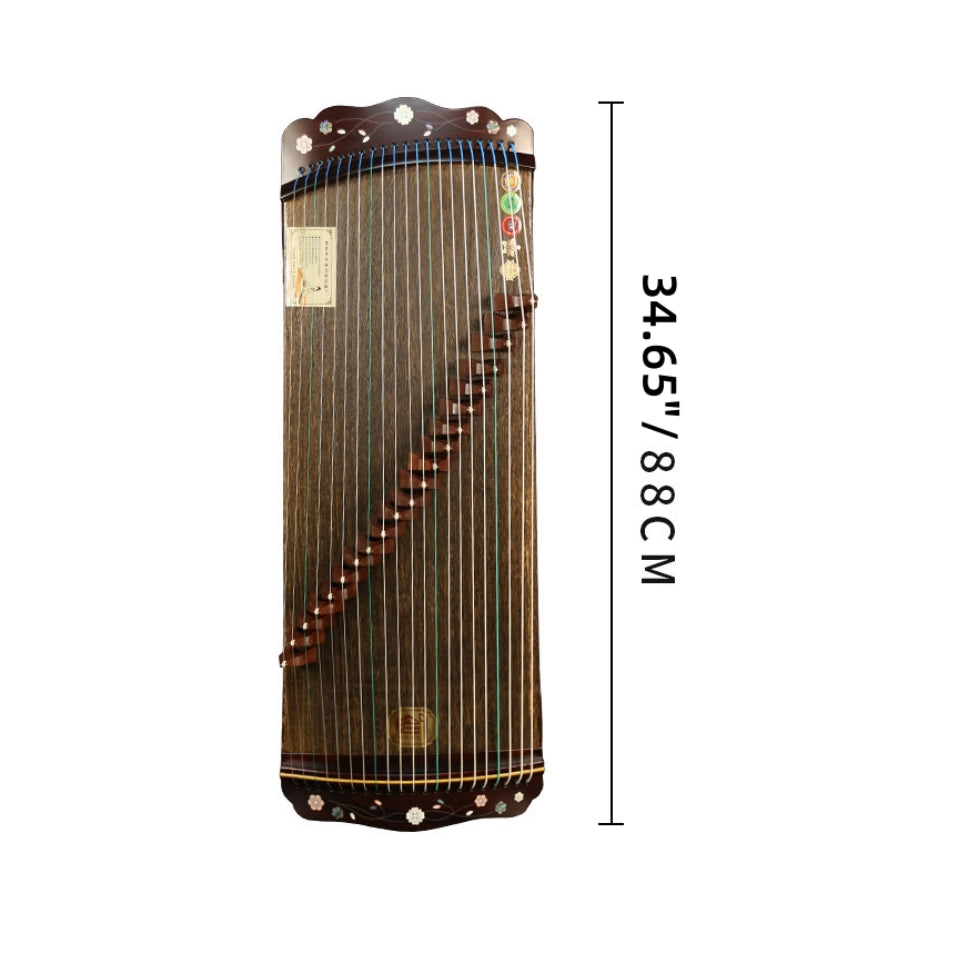 Xiansheng仙声 88cm/34.6in Portable Travel Guzheng 21-String Beginner Guzheng with Paulownia Soundboard, Red Sandalwood Side Panels, Mother-of-Pearl Inlay & Steel-Core Nylon Strings, Small Guzheng, Mini Guzheng