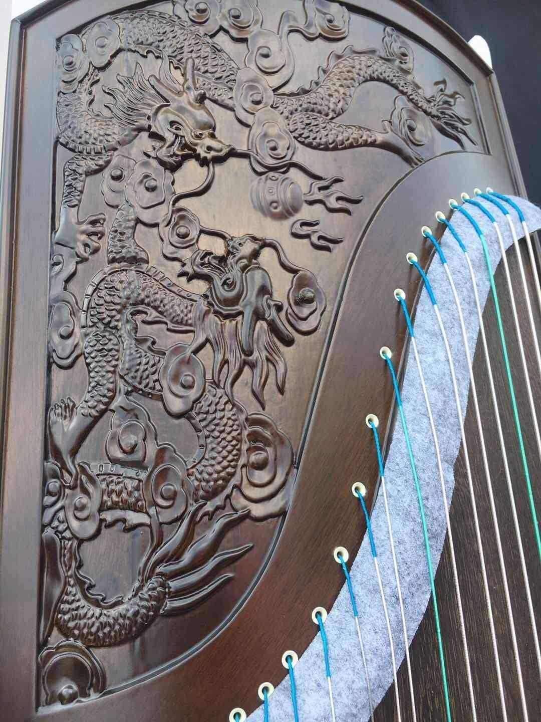 Landtom® Professional Nanmu Wood 纯实木 Guzheng(163cm) with Hand-Carved Craftwork For Adults/Children/Senior/Intermediate/Beginner (Roaring Dragon)…