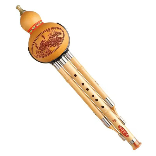 LANDTOM Chinese Purple Bamboo Gourd Silk Musical Instrument for Beginners Anti-fall (C-flat B-tune)